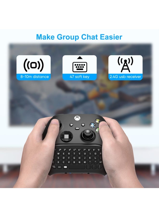 لوحة مفاتيح لجهاز Xbox Series X/S/One/One S Controller، لوحة مفاتيح لاسلكية للدردشة أثناء اللعب مع مستقبل USB، ملحق صوت/سماعة رأس لألعاب Xbox (لا يشمل جهاز التحكم)، أسود - Image 5